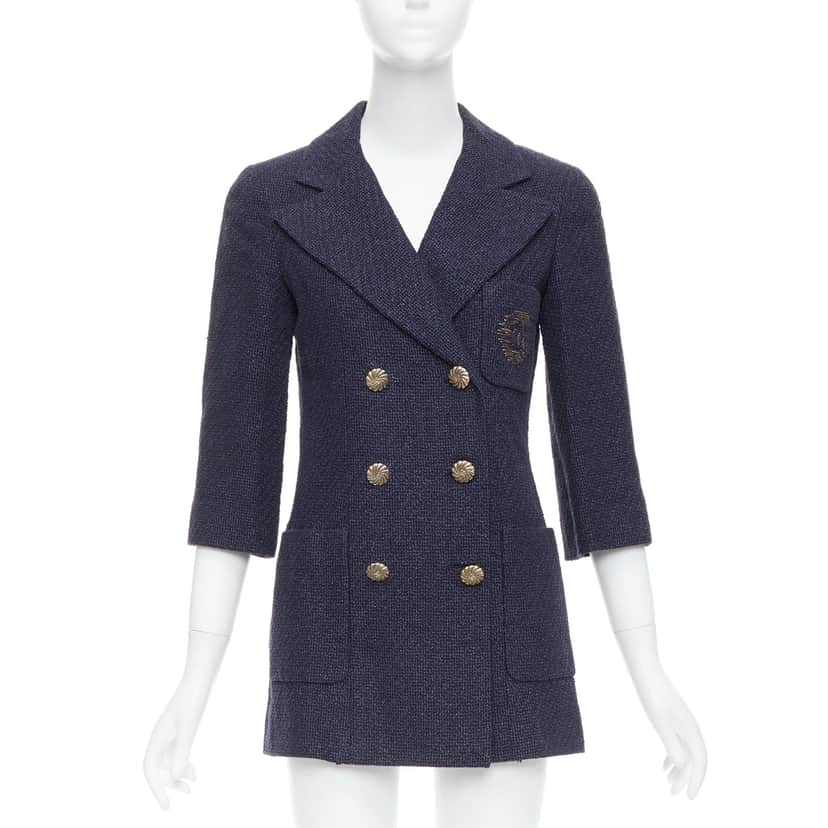 Chanel Navy Tweed Jacket Navy Cotton Never worn - Front View