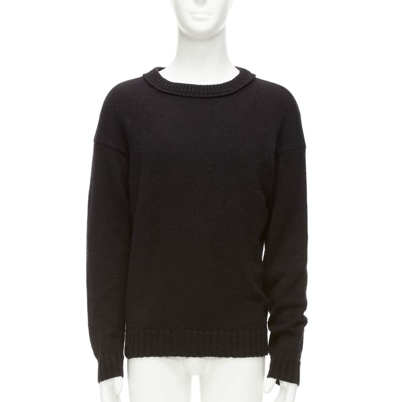 Loro Piana Logo Tab Knit Sweater Black Cotton Never worn - Front View