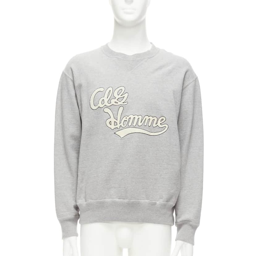 Comme Des Garcons Logo Varsity Sweatshirt Grey Cotton Never worn - Front View