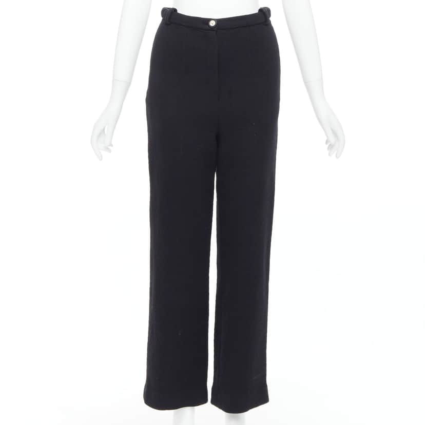 Chanel Crystal Button Pants Black Cotton Very good condition - Front View