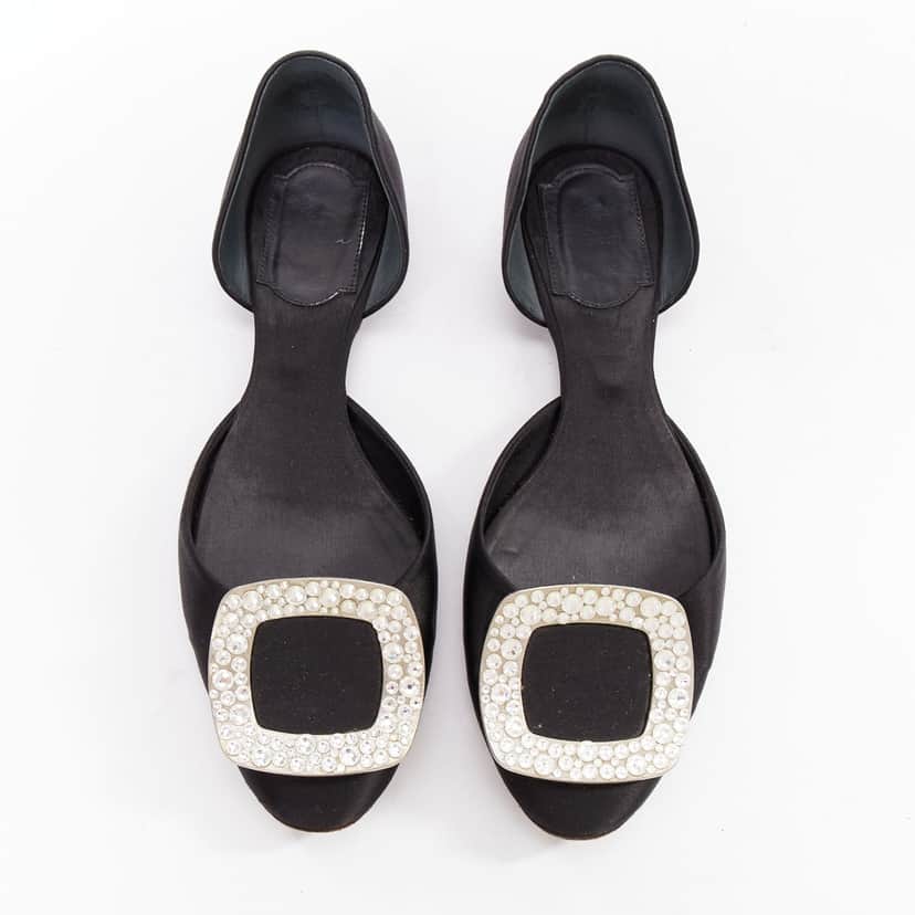 Roger Vivier Chips Strass Black Silk Very good condition - Front View