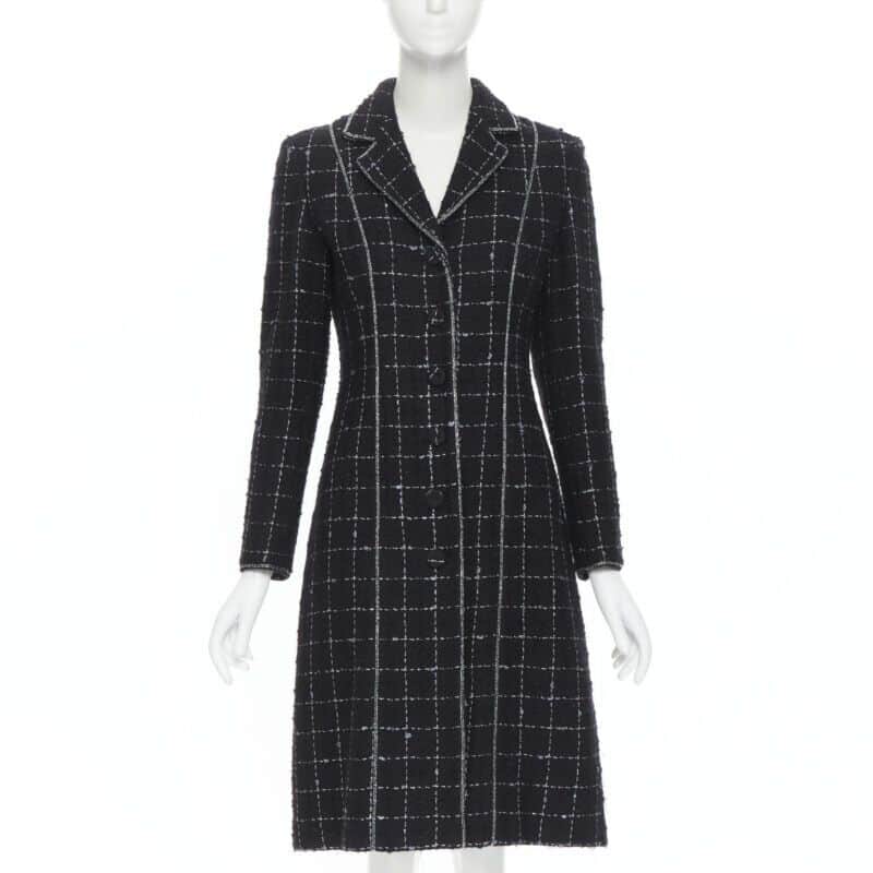 Luisa Beccaria Tweed coat Black Wool Very good condition - Front View