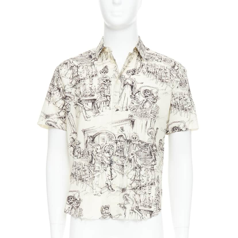 Saint Laurent Skeleton Print Shirt Beige Cotton Very good condition - Front View