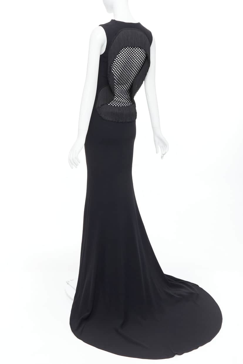 Stella McCartney Fringe Mesh Gown Black Polyester Very good condition - Front View
