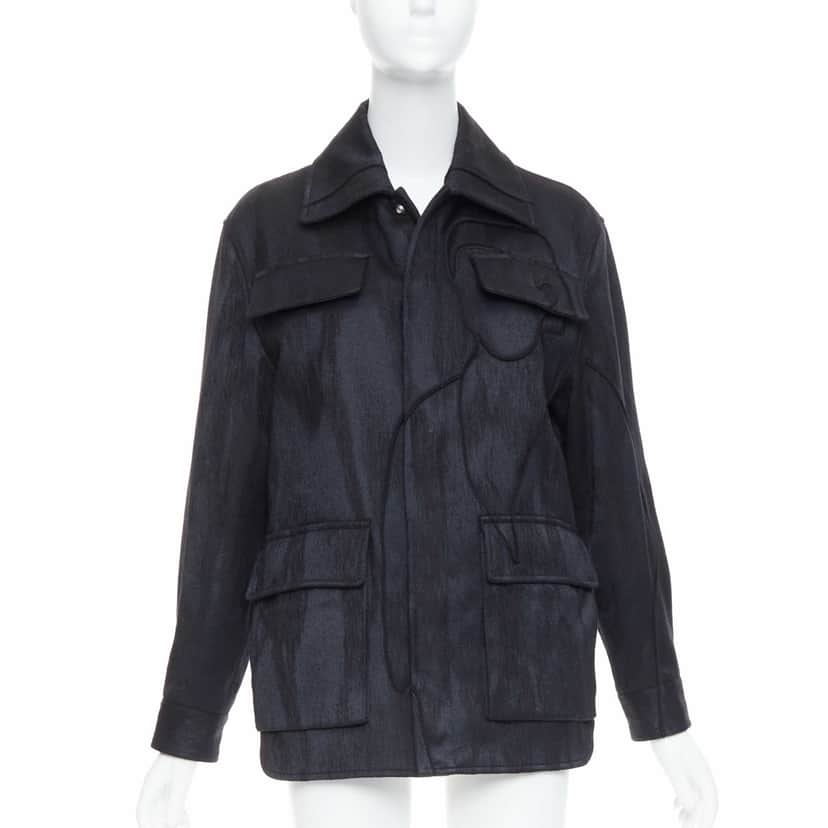 Dior Black Safari Patch Jacket Black Wool Very good condition - Front View
