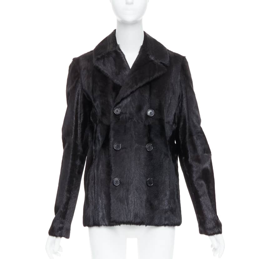Saint Laurent Black Fur Quilted Vest Black Fur Very good condition - Front View