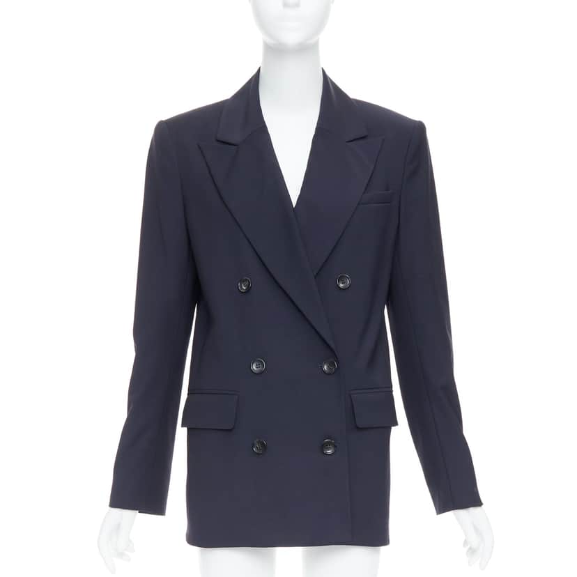 Tibi Padded Boxy Blazer Navy Wool Very good condition - Front View
