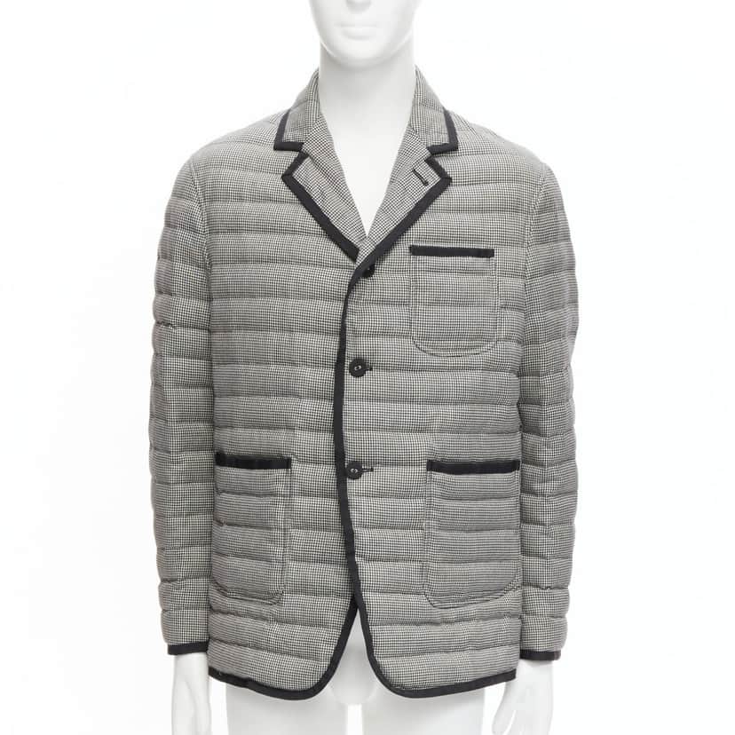 Thom Browne Houndstooth Trim Blazer Black Never worn - Front View