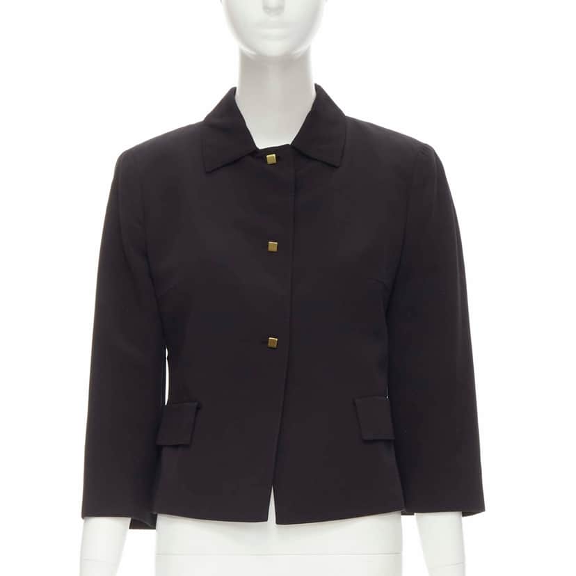 Valentino Garavani Square Button Blazer Black Cotton Never worn - Front View