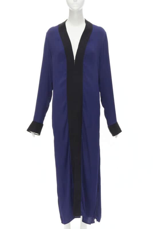 Haider Ackermann Silk Trim Robe Jacket Blue Polyester Never worn - Front View
