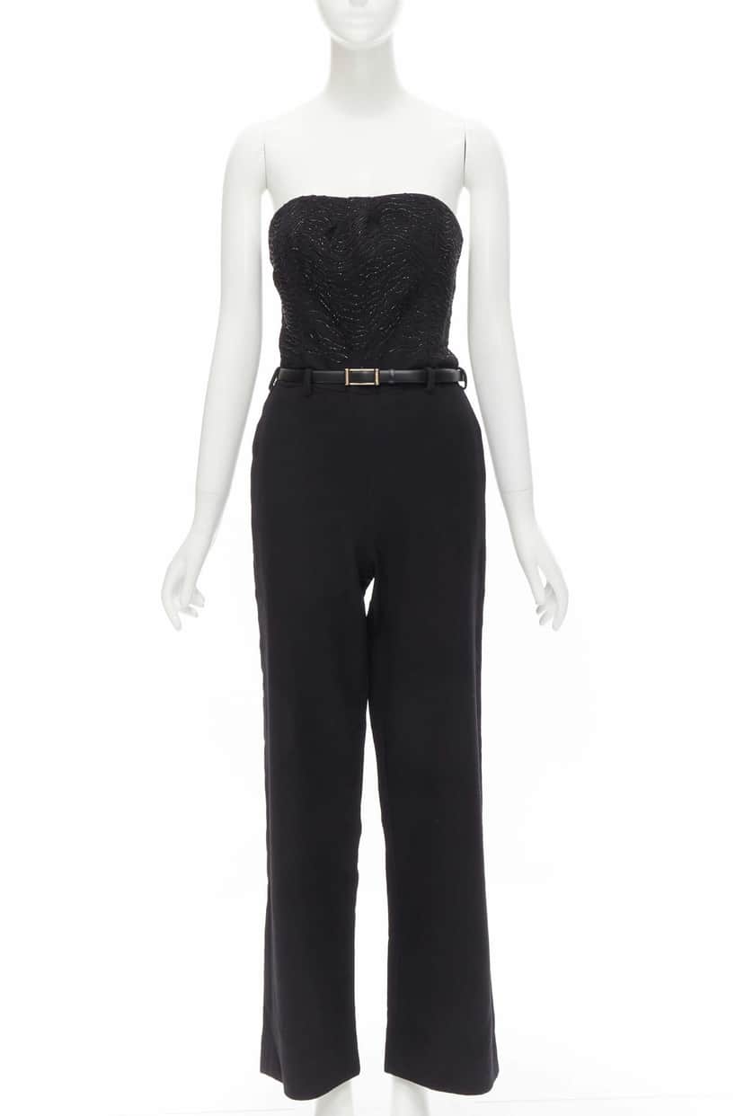Jason Wu Bead Corset Jumpsuit Black Wool Very good condition - Front View