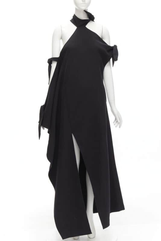 Rosie Assoulin Cold Shoulder Gown Black Cotton Never worn - Front View