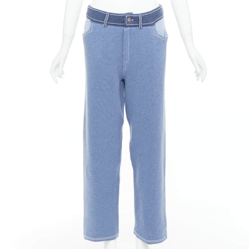 Barrie Topstitch Knit Pants Blue Cashmere Very good condition - Front View