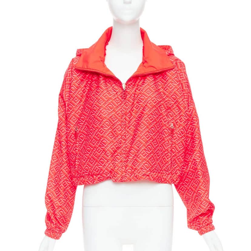 Fendi Red FF Anorak Jacket Red Polyester Very good condition - Front View