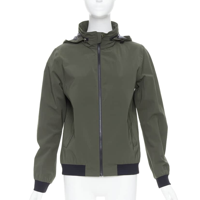 Hermès Khaki Zip Windbreaker Khaki Polyamide Never worn, with tag - Front View