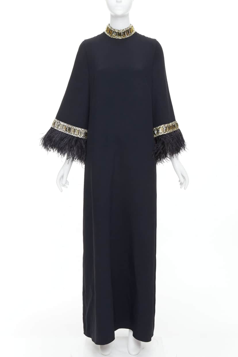Andrew GN Feather Beads Dress Black Viscose Very good condition - Front View