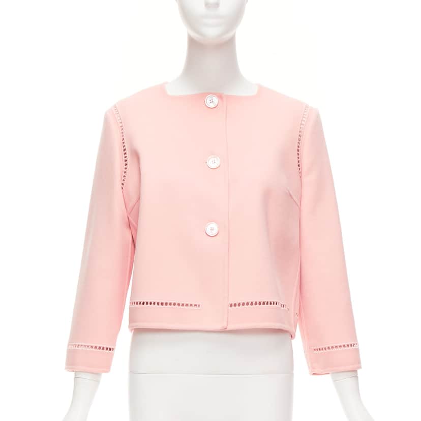 Ermanno Scervino Pink Eyelet Shell Jacket Pink Wool Very good condition - Front View
