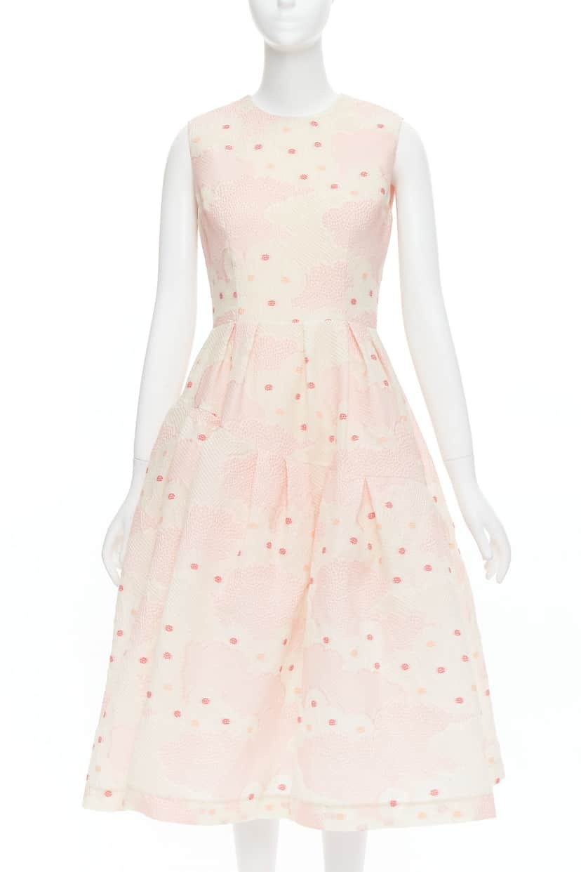 Simone Rocha Floral Cloque Dress Pink Silk Never worn - Front View