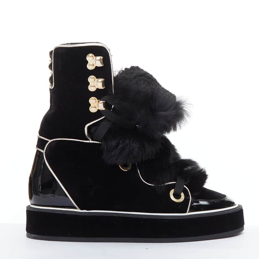 Nicholas Kirkwood Polly Neige Black Fur Very good condition - Front View