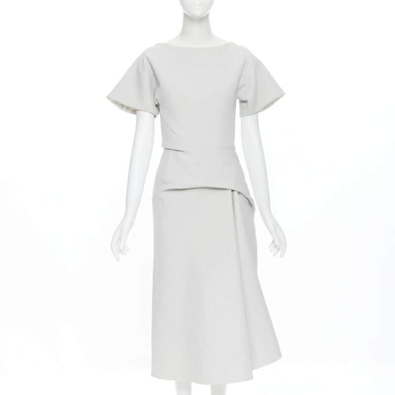 Maticevski Cloque Draped Dress Grey Cotton Good condition - Front View