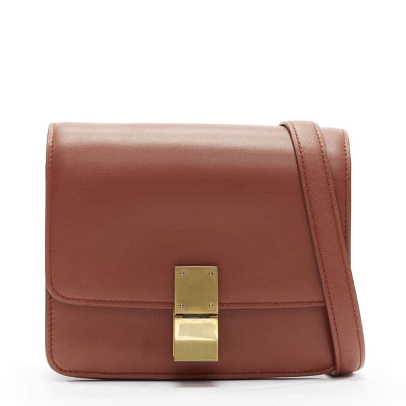 Celine White Matte Clutch Brown Leather Good condition - Front View