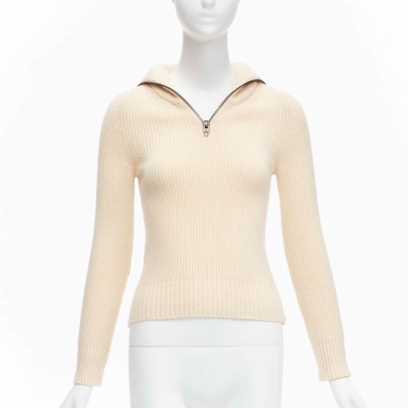 Petar Petrov Zip Sailor Collar Beige Cashmere Never worn, with tag - Front View