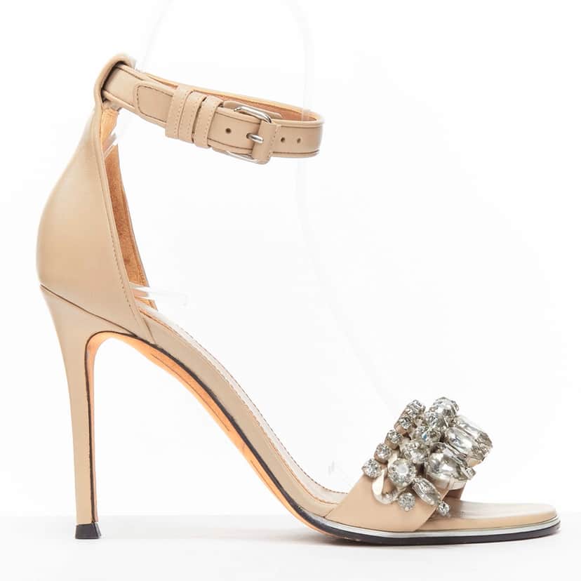 Givenchy Crystal Strap Sandals Beige Leather Very good condition - Front View