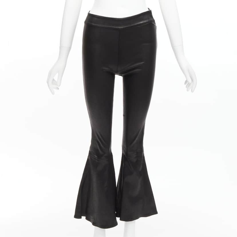 Frame Lambskin Cropped Pants Black Leather Very good condition - Front View