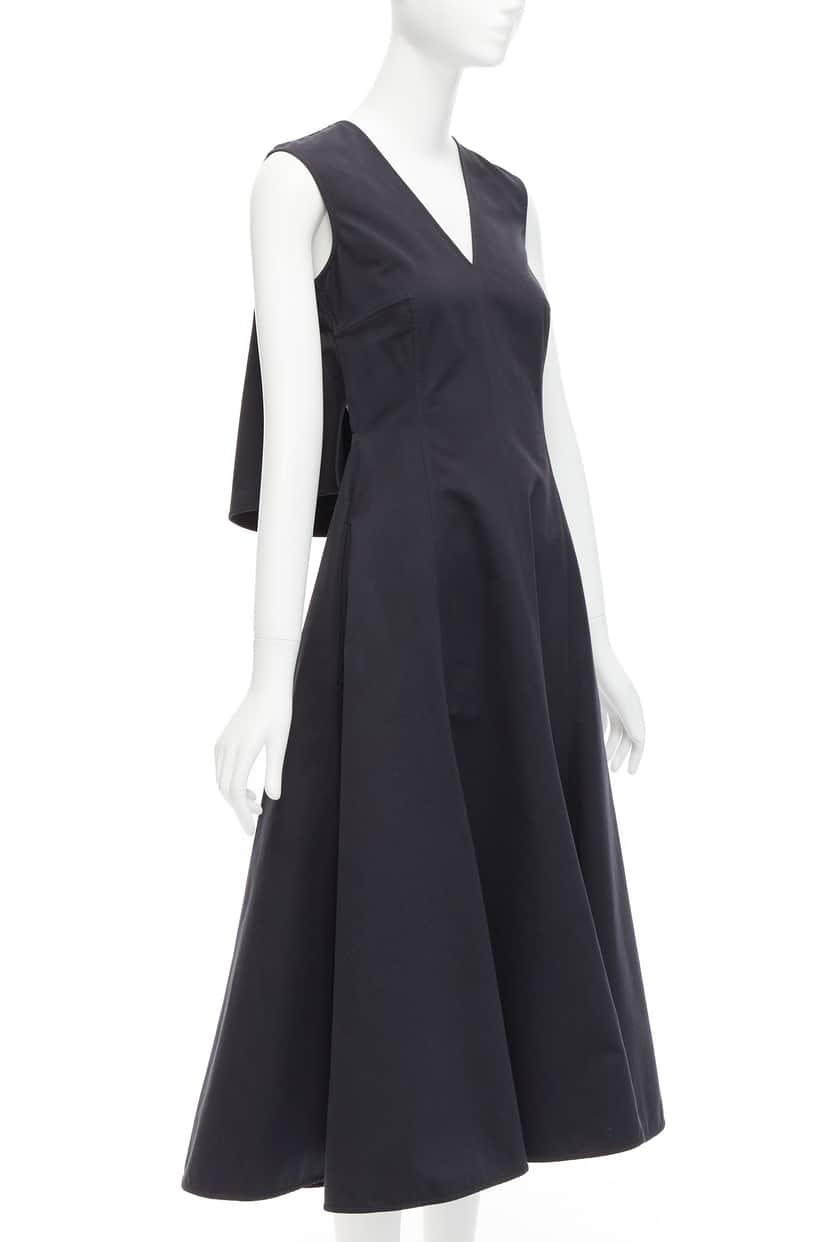 Jil Sander Cape Back Dress Black Cotton Very good condition - Front View