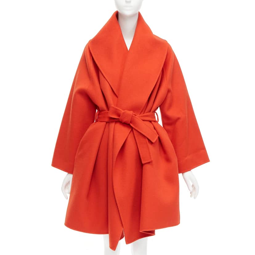 Bottega Veneta Red Cashmere Belted Coat Red Cashmere Never worn - Front View