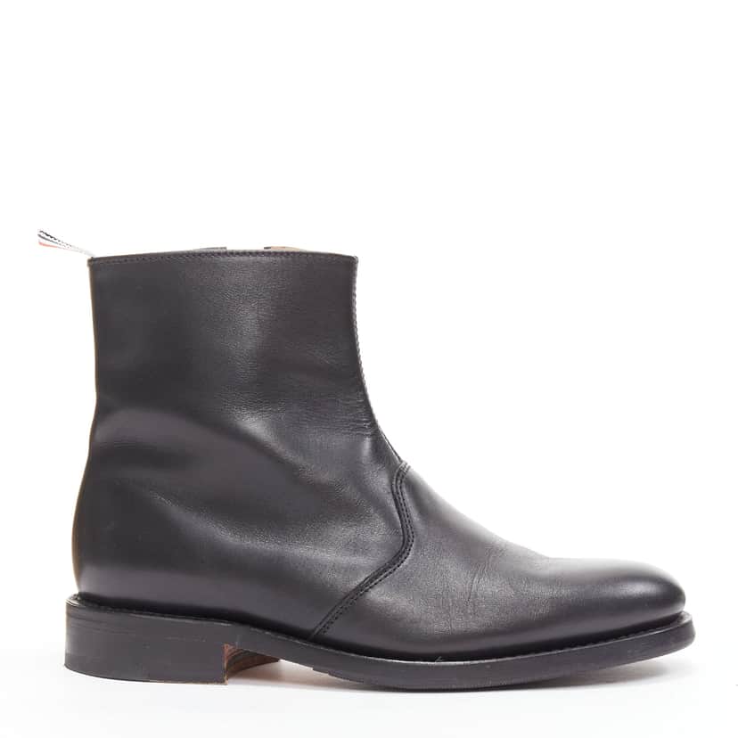 Thom Browne Minimal Tab Zip Boots Black Leather Good condition - Front View
