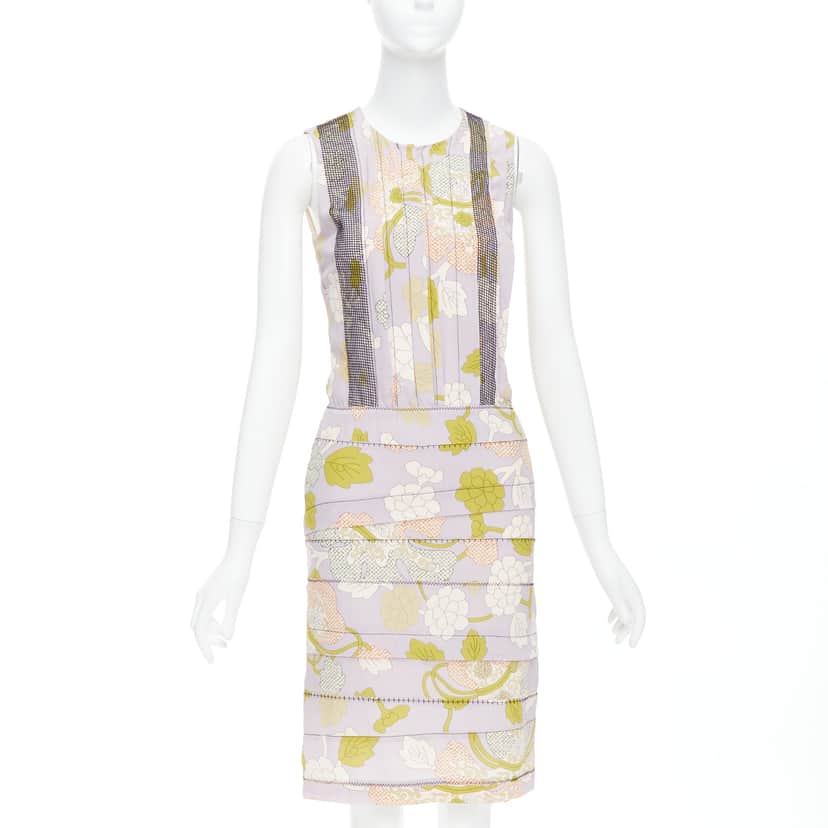 Bottega Veneta Mesh Pleat Dress Purple Silk Very good condition - Front View