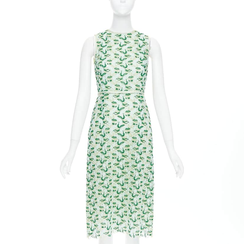 Giambattista Valli Leaf Lace Dress Green Polyester Very good condition - Front View