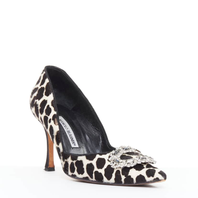 Manolo Blahnik Cow Spot Pumps Black Leather Very good condition - Front View