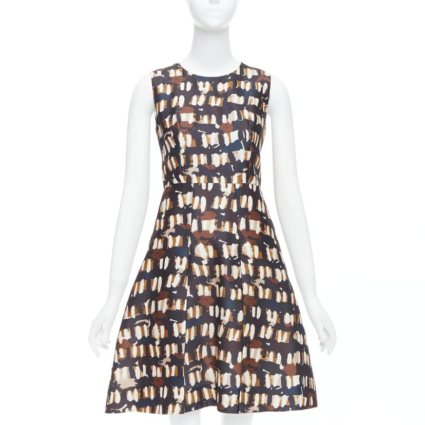 Marni Abstract Fit Dress Brown Wool Never worn - Front View
