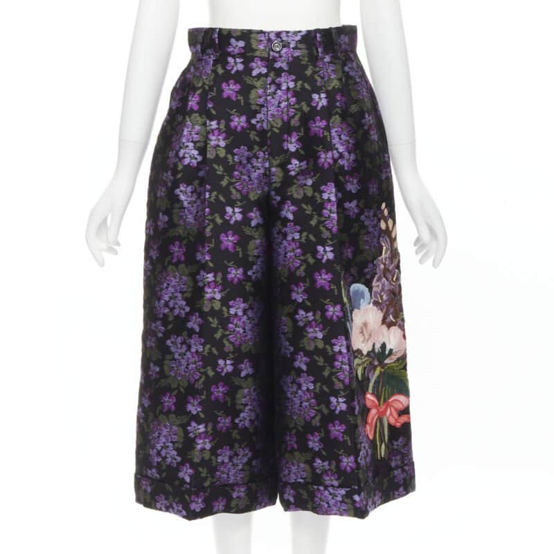 Gucci Grosgrain Pleated Shorts Purple Polyester Never worn, with tag - Front View