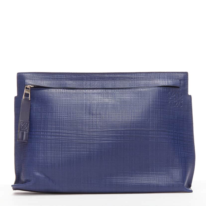 Loewe T Pouch Navy Leather Good condition - Front View