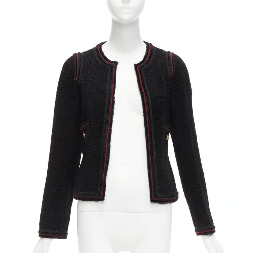 Chanel Black Tweed CC Jacket Black Wool Very good condition - Front View