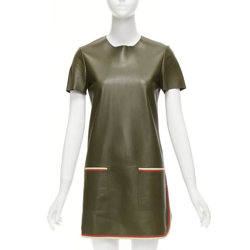 Celine Mod Leather Dress Green Leather Very good condition - Front View