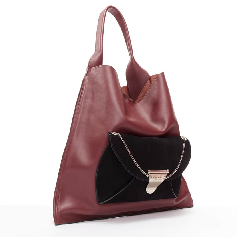 Celine Dual Burgundy Leather Fair condition - Front View