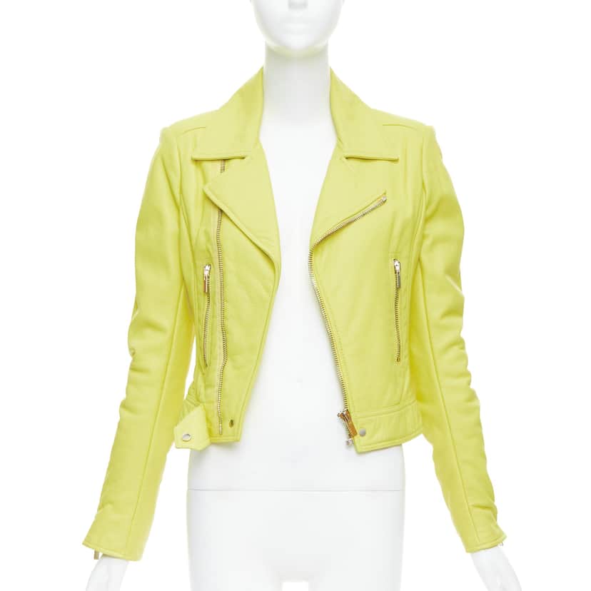 Balenciaga Yellow Crop Biker Yellow Leather Very good condition - Front View