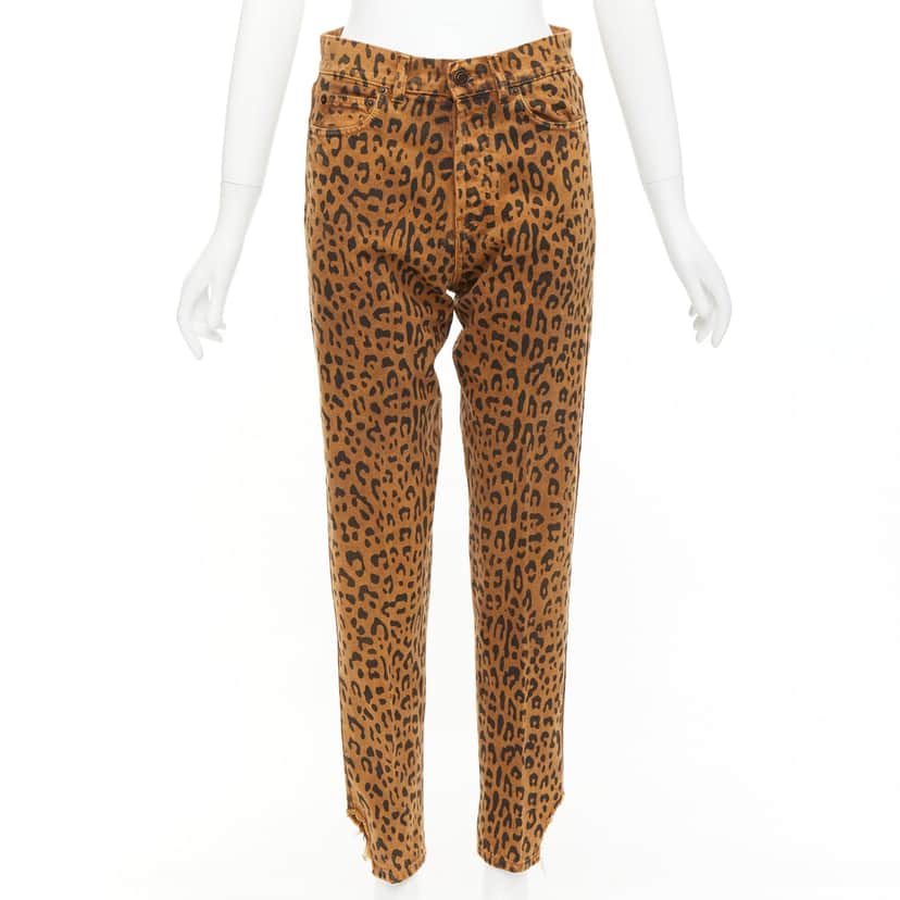 Saint Laurent Animal Print Jeans Brown Cotton Good condition - Front View