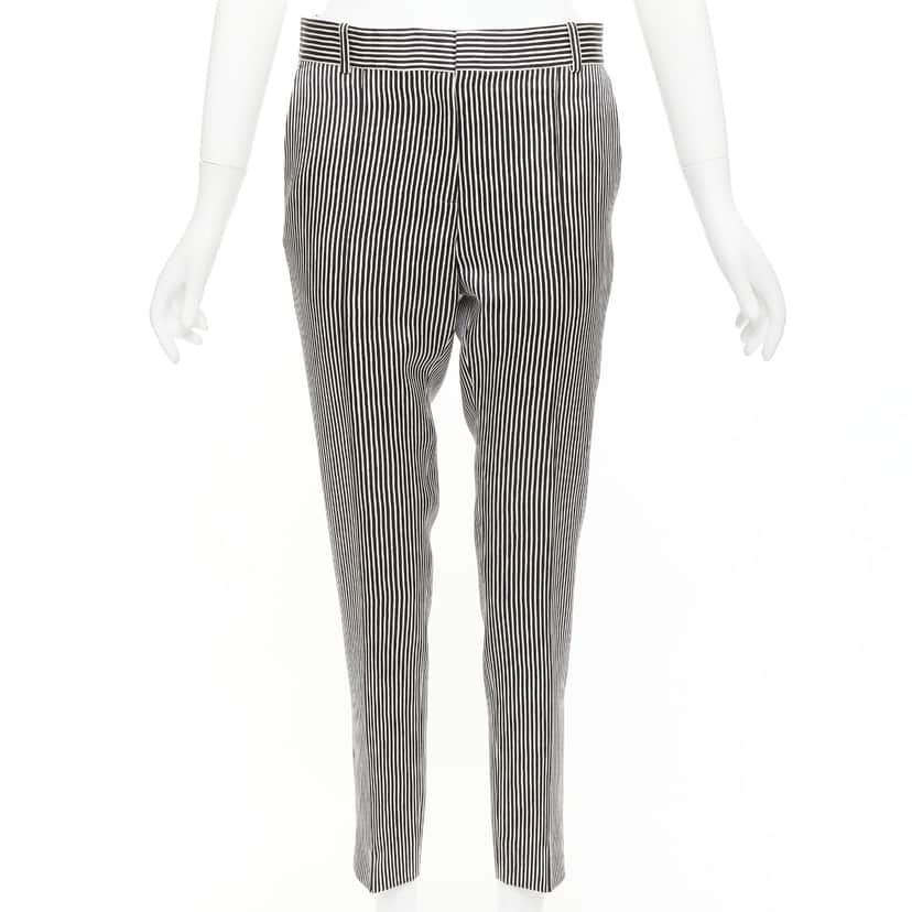 Celine Striped Wool Pants Black Silk Never worn - Front View