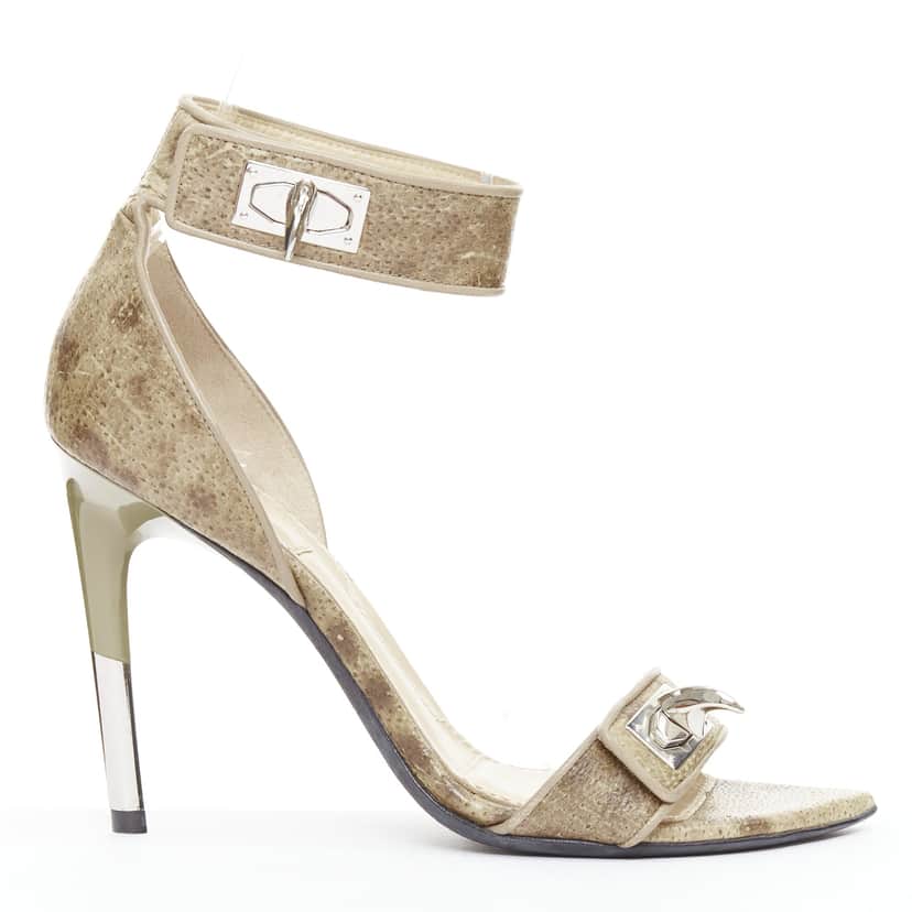 Givenchy Sharktooth Sandals Khaki Leather Very good condition - Front View