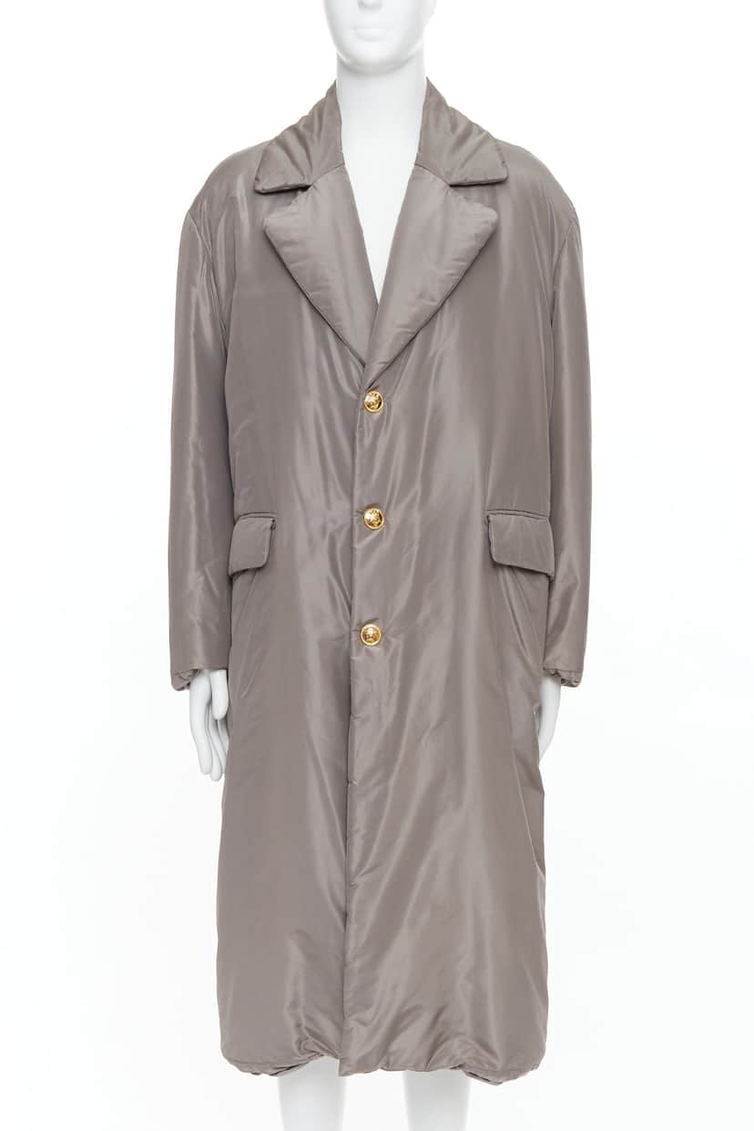 Versace Grey Padded Gold Coat Beige Very good condition - Front View