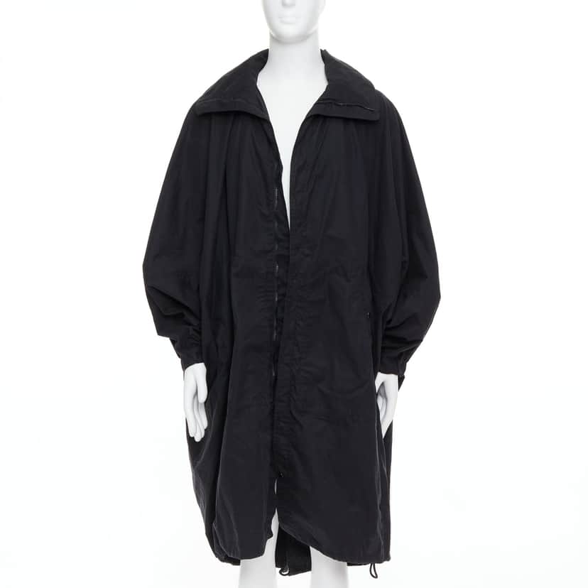 Lemaire Black Cocoon Anorak Coat Black Cotton Fair condition - Front View