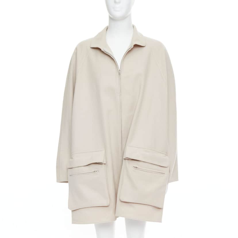 Yohji Yamamoto Grey Wool Boxy Coat Anthracite Wool Very good condition - Front View