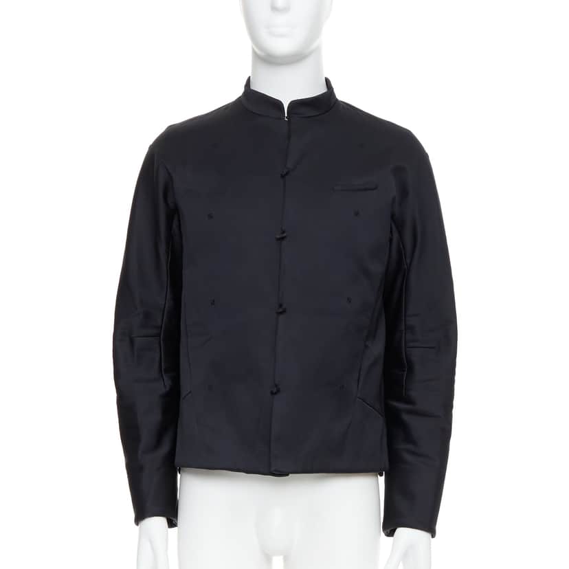Shiatzy Chen Navy Panel Lapel Coat Black Cotton Very good condition - Front View