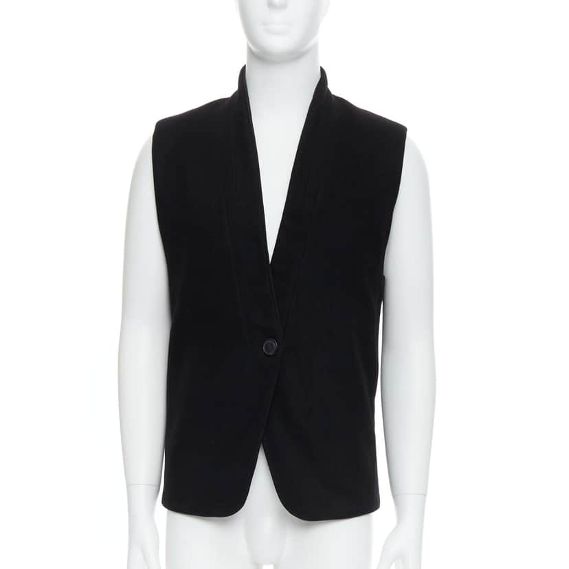 Lemaire Topstitch Waistcoat Vest Black Wool Very good condition - Front View