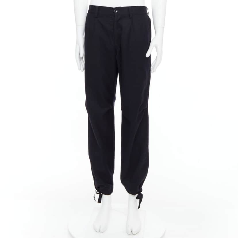 Yohji Yamamoto Drawstring Wide Pants Black Wool Very good condition - Front View